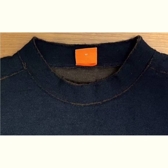 Boss Hugo Boss M Medium Sweater Pullover Black Wool Blend Long Sleeve Crew Neck - Picture 6 of 14